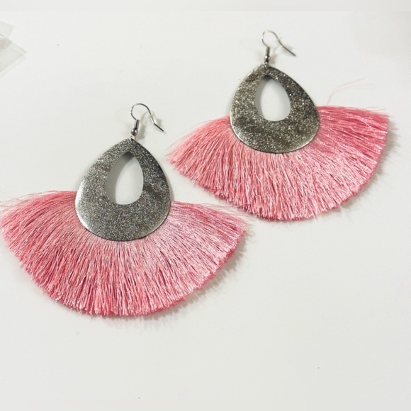 $15 EACH Silver Teardrop Tassel Earrings / Pick Your Color / 7 to Choose From - Picture 2 of 7